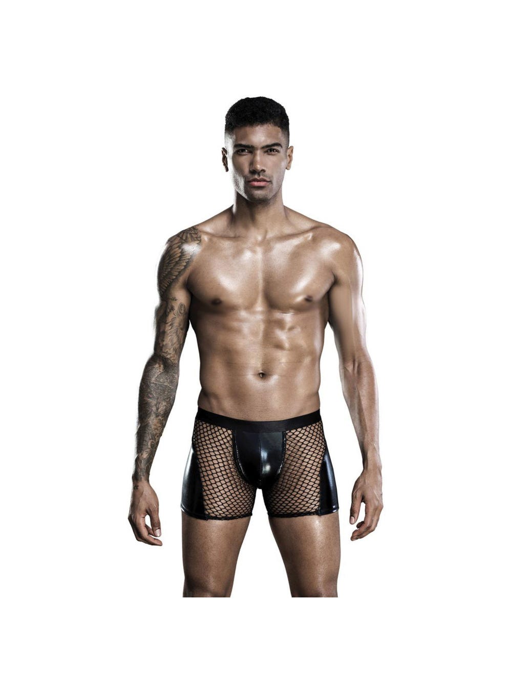 Boxer Long Wetlook & Résille Noir main product photo