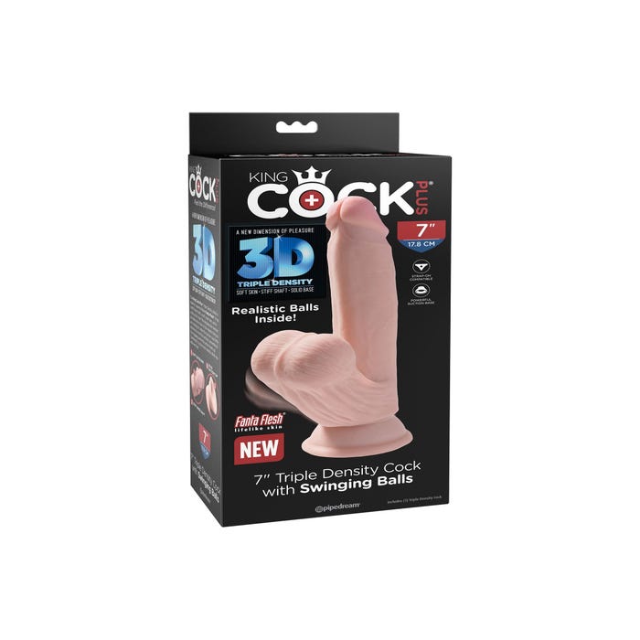 Gode avec Testicules Réalistes 17,8 cm Triple Density King Cock Plus 3D