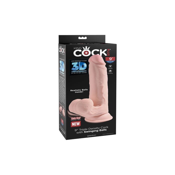 Gode avec Testicules Réalistes 22,9 cm Triple Density King Cock Plus 3D