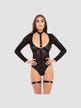 Ensemble 4 Pièces Body Dentelle & Harnais Noir