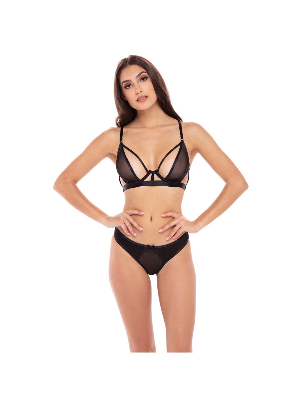 Ensemble 2 Pièces Satiné & Lanières Noir main product photo