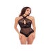 Body Col Croisé Résille & Dentelle Noir