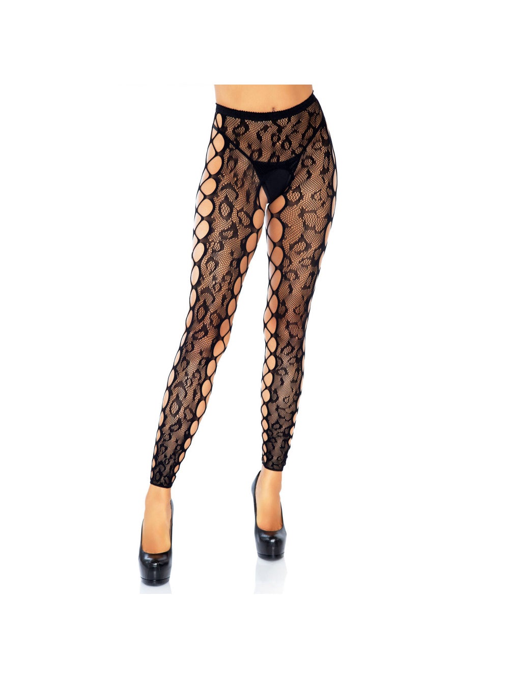 Legging Ouvert 7812 Résille Léopard Noir