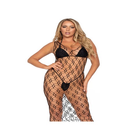 Robe Longue 86965 Résille Hexagonale Noire