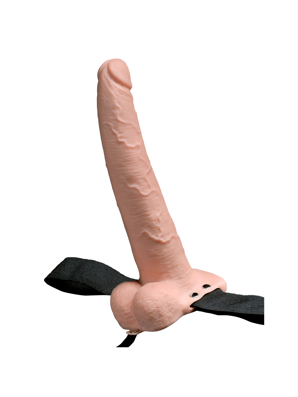 Gode ceinture creux vibrant avec testicules 22,9 cm Hollow Strap-On Rechargeable