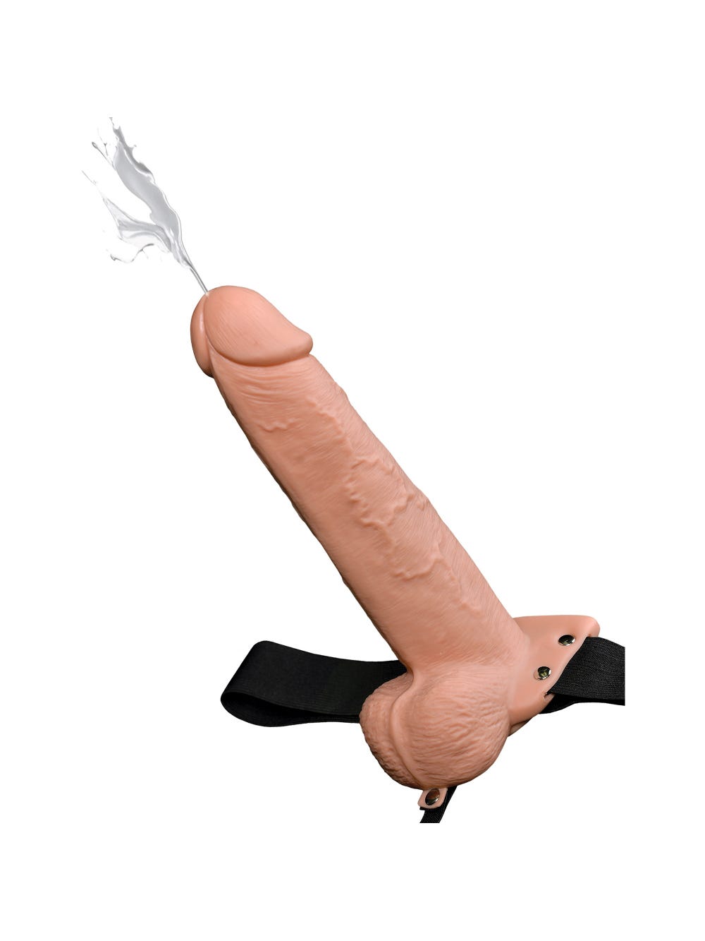 Gode ceinture éjaculateur creux avec testicules 22,9 cm Hollow Strap-On main product photo