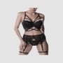 Ensemble 3 Pièces Lanières & Dentelle 15316 Romantic Noir