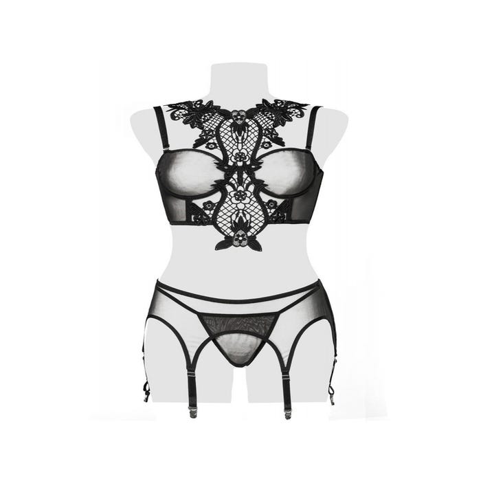 Ensemble 3 Pièces Col Dentelle 15262 Romantic Noir