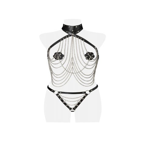 Ensemble 3 Pièces Cuir & Chaines Dominant Noir GT