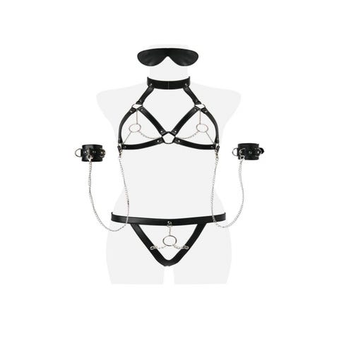 Ensemble 5 Pièces Harnais Cuir 17604 Devote Noir