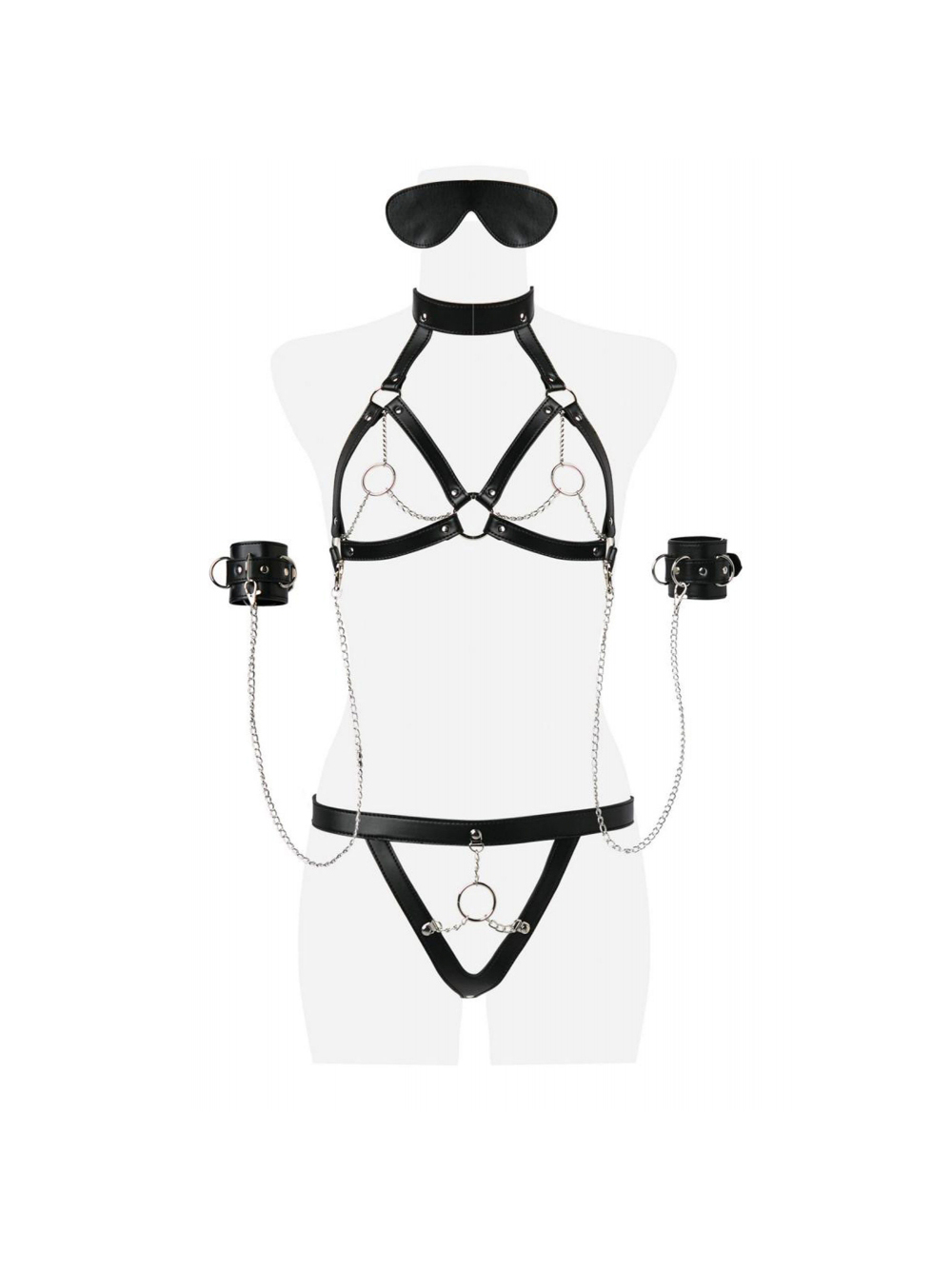 Ensemble 5 Pièces Harnais Cuir 17604 Devote Noir main product photo