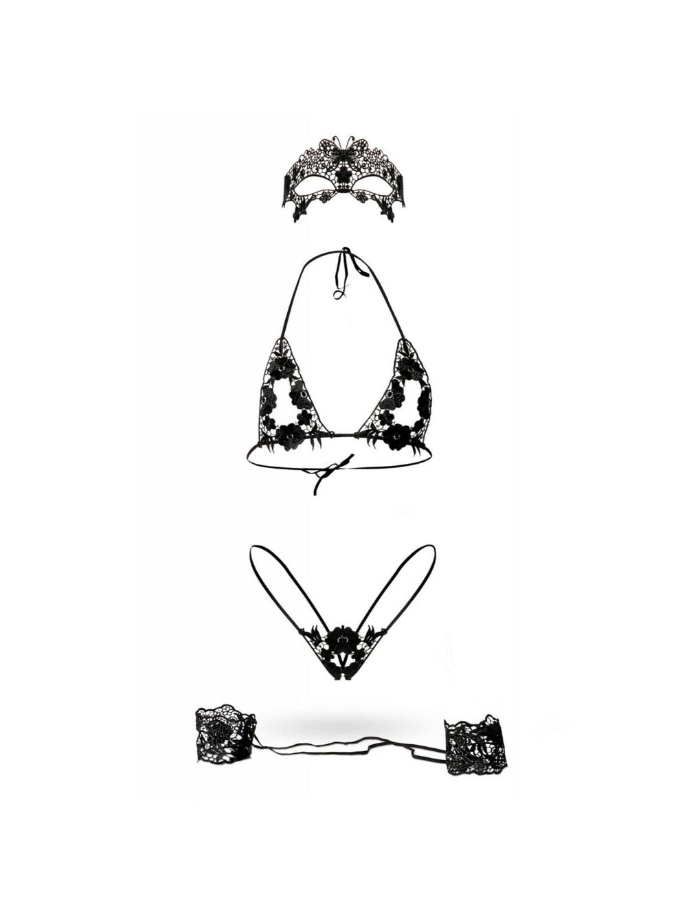 Ensemble 4 Pièces Dentelle 14489 Devote Noir