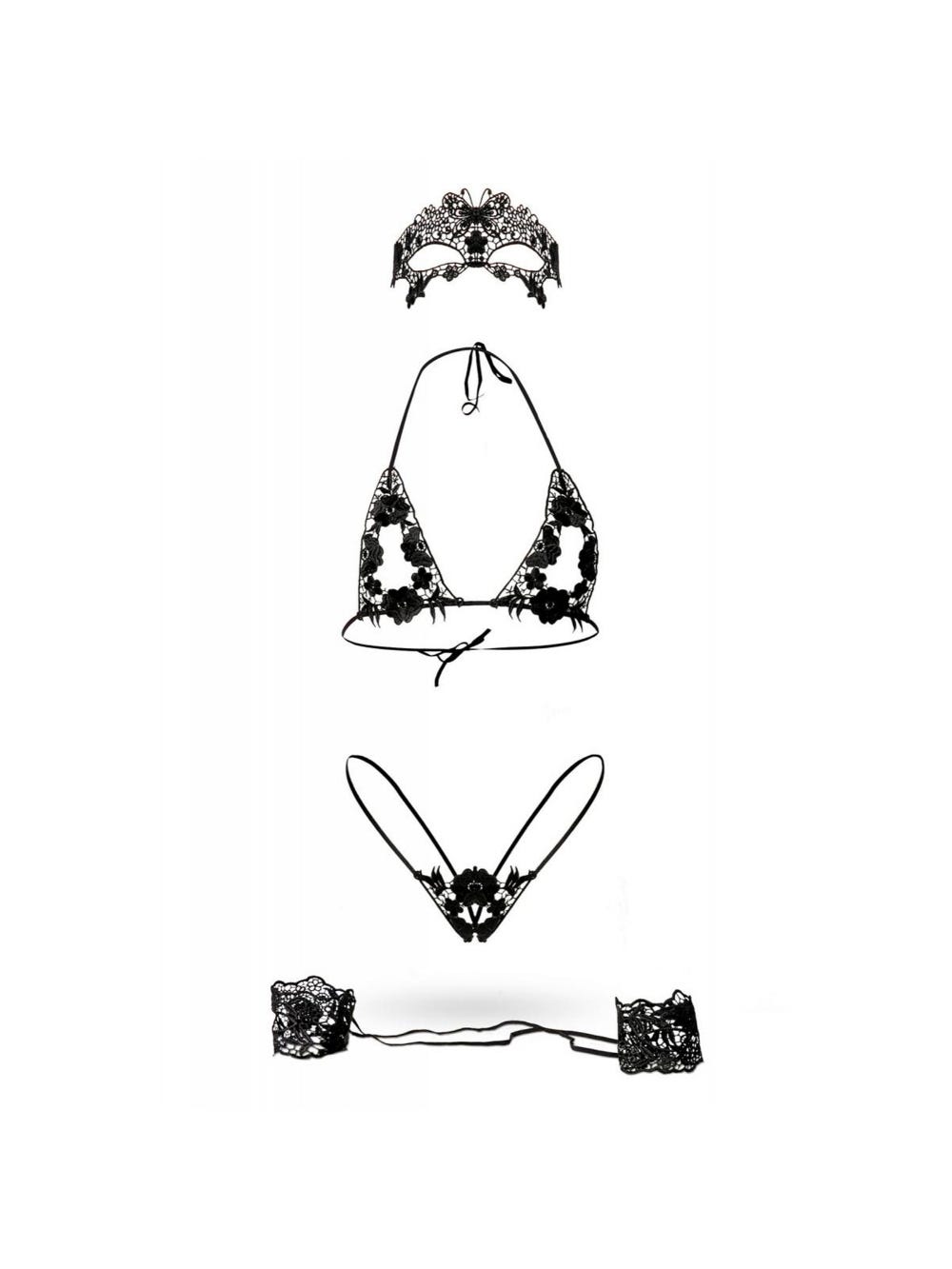 Ensemble 4 Pièces Dentelle 14489 Devote Noir main product photo