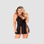 Nuisette Babydoll Fendue 7341 Noire