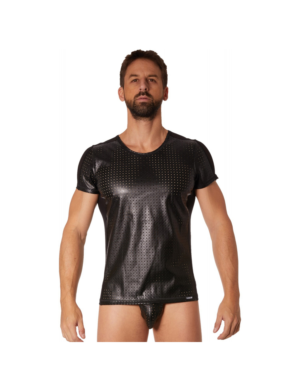 T-Shirt Simili Cuir Ajouré LM811 Noir main product photo