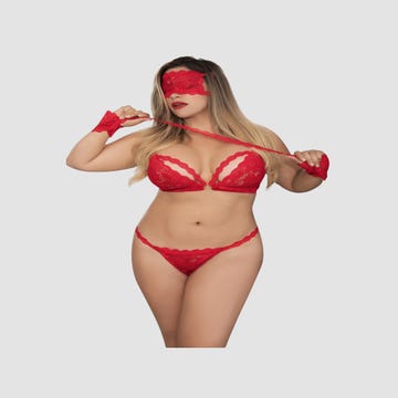 Ensemble 4 Pièces 8218 Dentelle Rouge GT