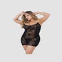 Nuisette 7360 Fronces & Motifs Floraux Noire