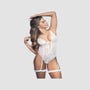 Body Jarretelles Jarretières 8356 Dentelle Florale Blanc