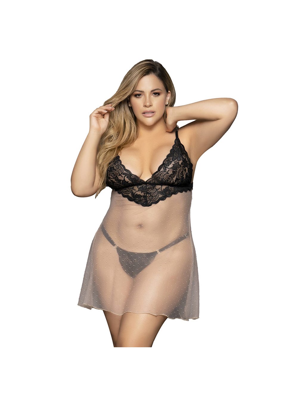 Nuisette Babydoll 7366 Dentelle Noire & Nude GT main product photo