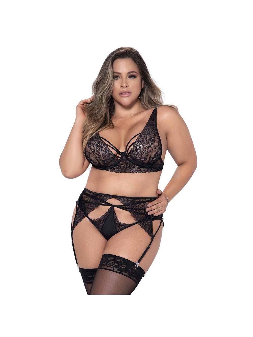 Ensemble 3 Pièces 8389 Dentelle Noir GT main product photo