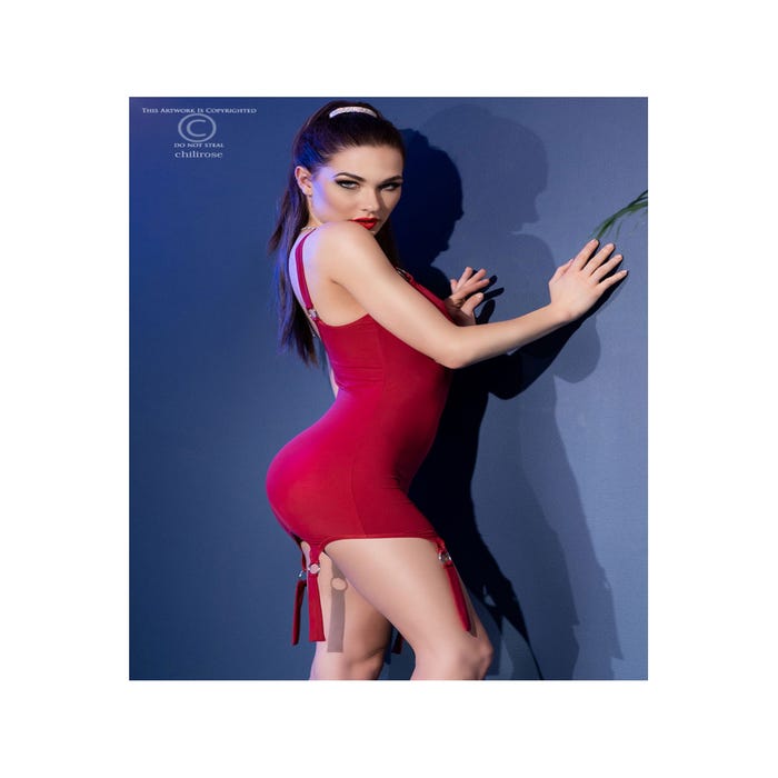 Robe Courte Jarretelles CR4442 Rouge