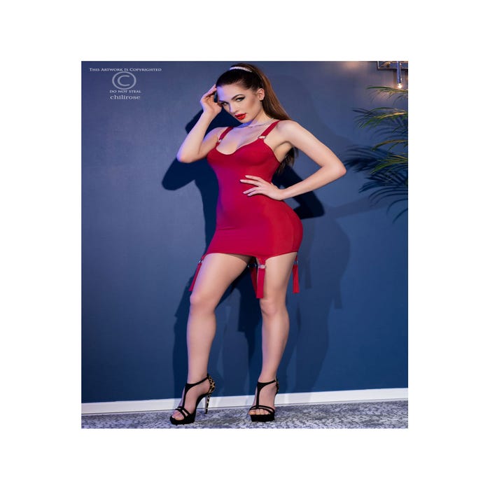 Robe Courte Jarretelles CR4442 Rouge
