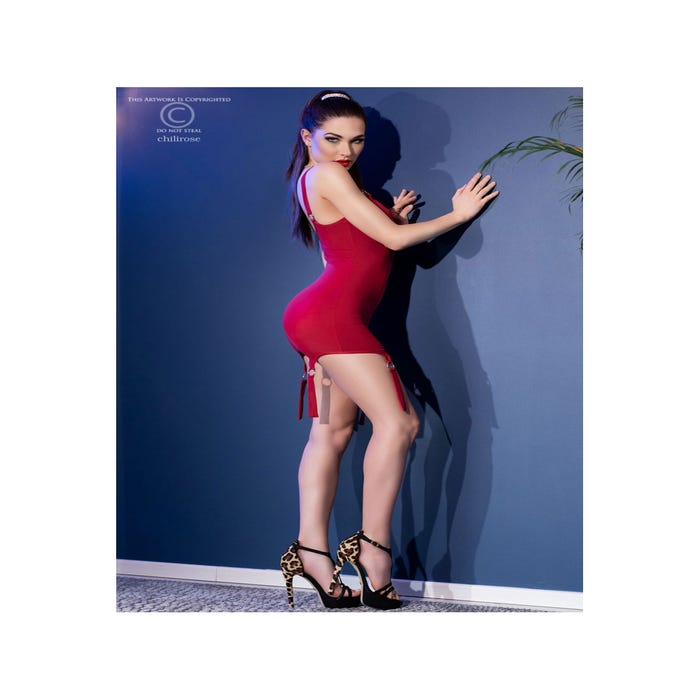 Robe Courte Jarretelles CR4442 Rouge