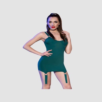 Robe Courte Jarretelles CR4442 Verte