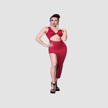 Robe Longue Ajourée CR4445 Rouge