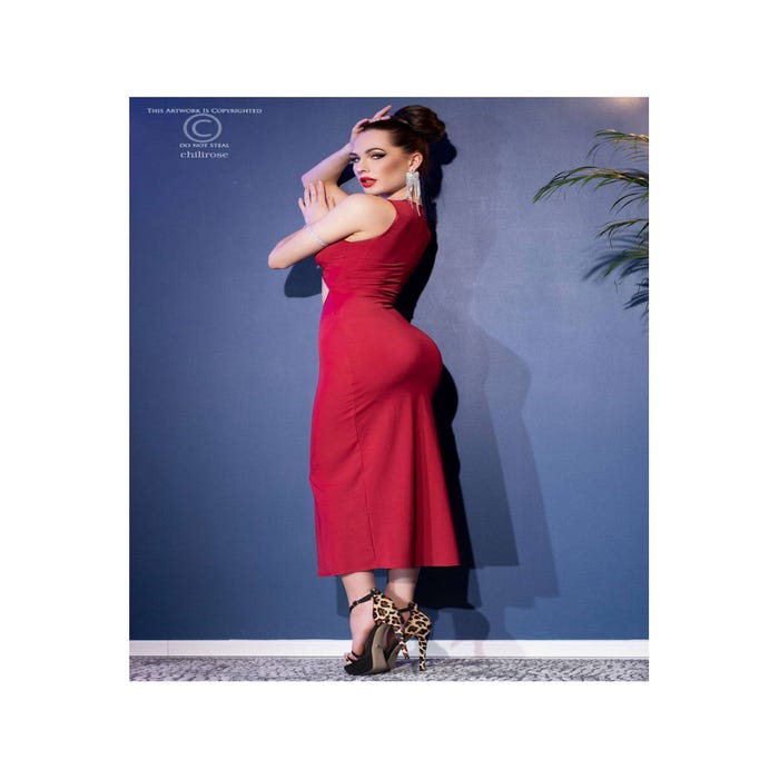 Robe Longue Ajourée CR4445 Rouge