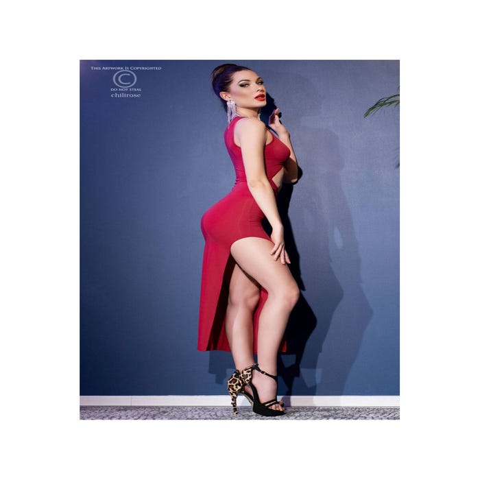 Robe Longue Ajourée CR4445 Rouge