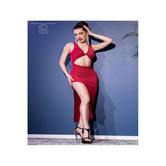 Robe Longue Ajourée CR4445 Rouge