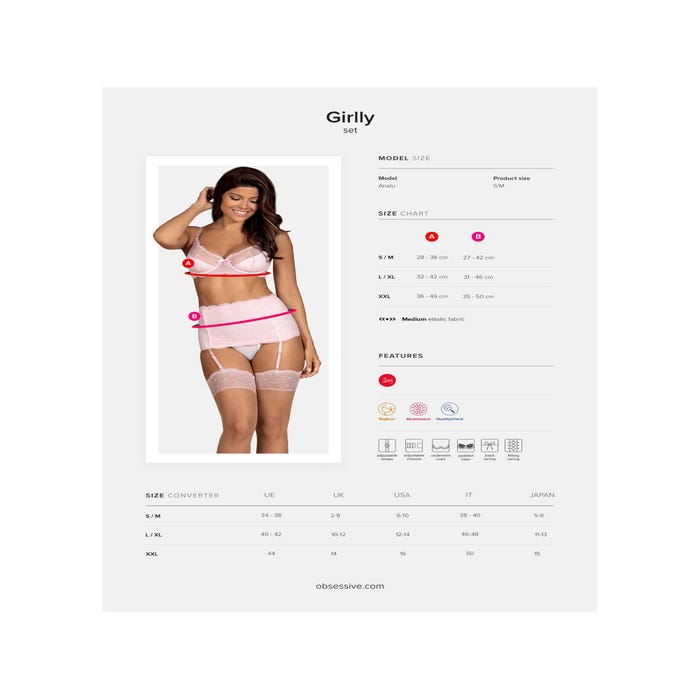 Ensemble 3 Pièces Girlly Rose & Blanc