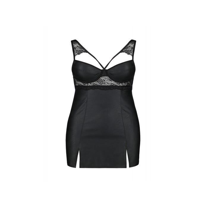 Nuisette Loona Cuir & Dentelle Leather Collection Noire