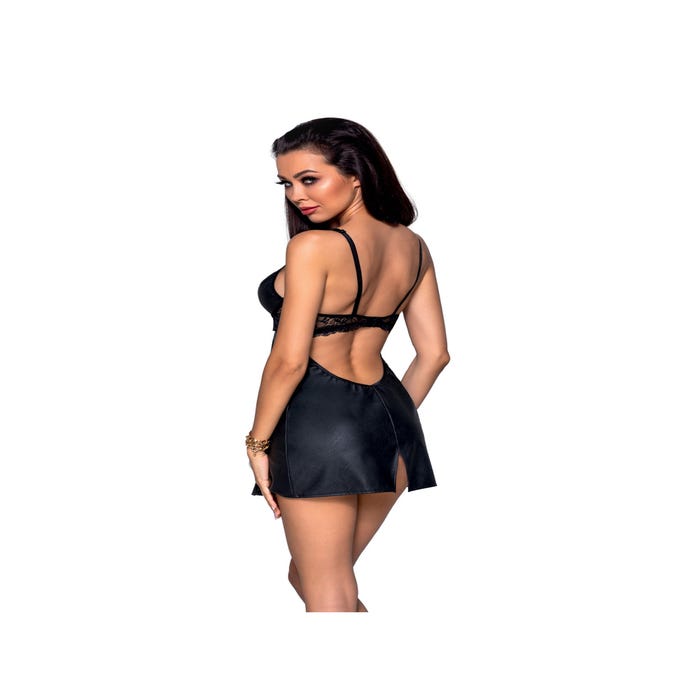 Nuisette Loona Cuir & Dentelle Leather Collection Noire