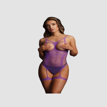 Body Ouvert Jarretières Quart Cup Bliss Collection Violet