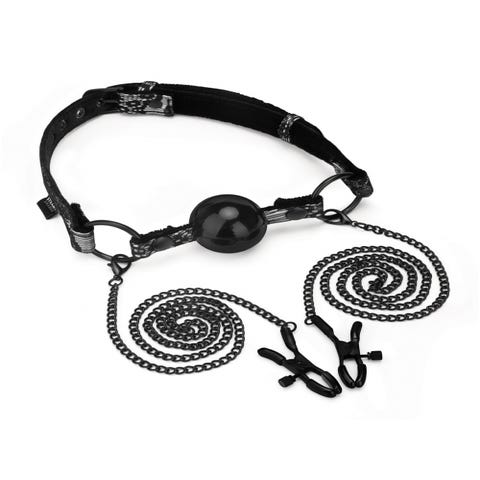 Bâillon Boule & Pinces à Tétons Nipple Clamps