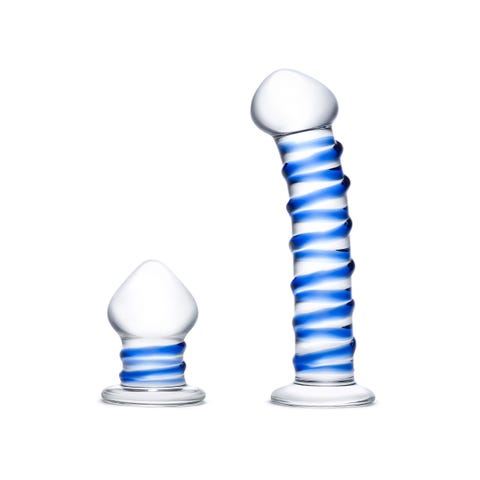 Kit de 2 Sextoys en Verre pour Double Pénétration Swirly