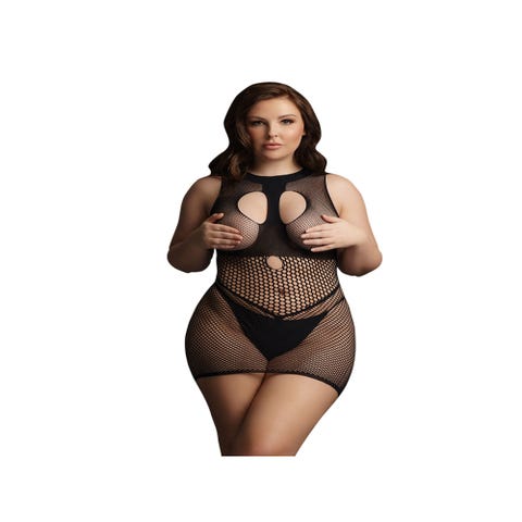 Robe Col Haut DES029 Résille Noire GT