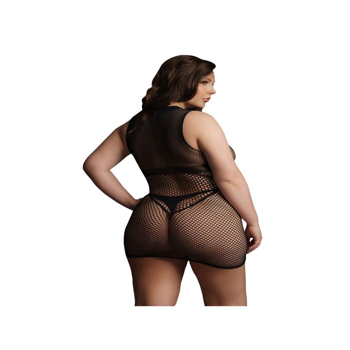 Robe Col Haut DES029 Résille Noire GT