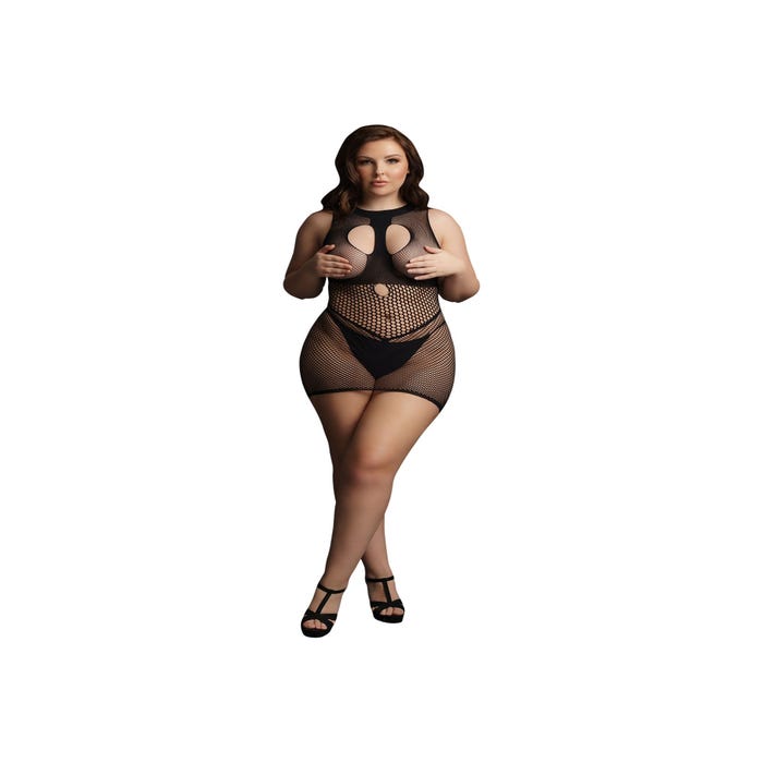 Robe Col Haut DES029 Résille Noire GT