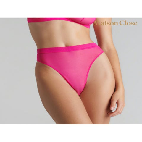 String Taille Haute Corps à Corps Néon Rose Fluo