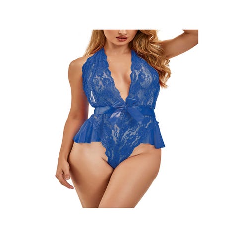 Body Col V Jupette Dentelle & Tulle Bleu