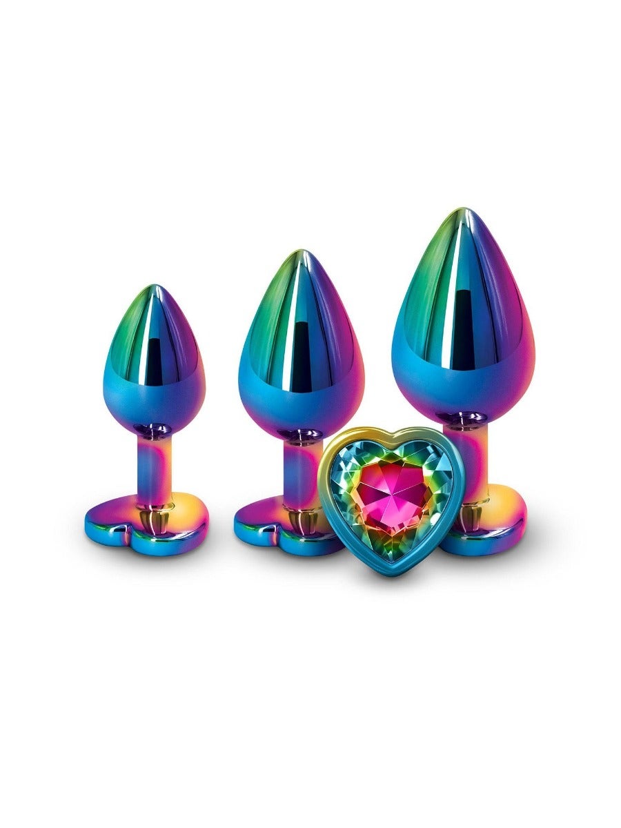 Kit plug anal bijou coeur Rainbow Rear Assets 3 pièces