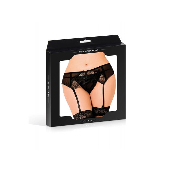 Porte-jarretelles dentelle et string P5123 noir