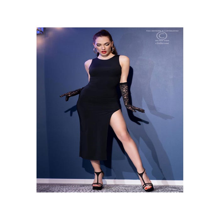 Robe Longue Ajourée CR4441 Noire