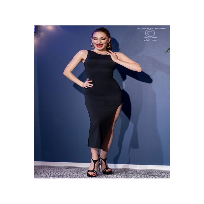 Robe Longue Ajourée CR4441 Noire