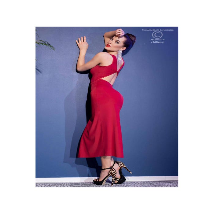 Robe Longue Ajourée CR4441 Rouge