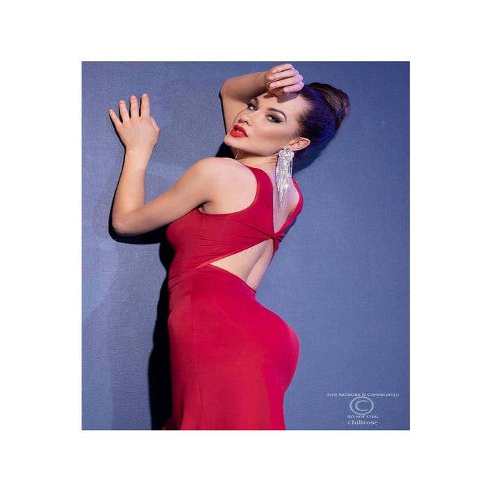 Robe Longue Ajourée CR4441 Rouge