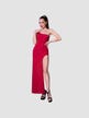 Robe Longue Asymétrique CR4443 Rouge